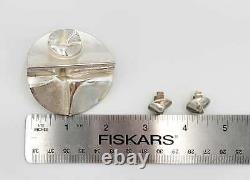 Superb! Finnish Weckstrom Lapponia Sterling Modernist HUGE Pin/Earrings Set 1973