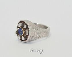 THOR SELZER Sterling Silver & Solid Gold Modernist Lapis Denmark Ring Vintage