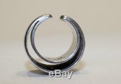 TONE VIGELAND Modernist Double Circle Plain Ring 925s 1969 Norway Vintage Size 6