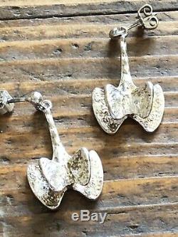 Theresia Hvorslev for Mema Sterling Silver Chunky earrings Sweden Mid Century