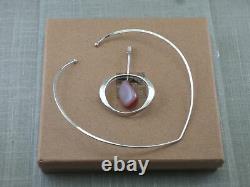 Tone Vigeland Sterling Agate Pendant & Collar Necklace with Original Box Norway