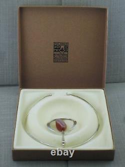Tone Vigeland Sterling Agate Pendant & Collar Necklace with Original Box Norway