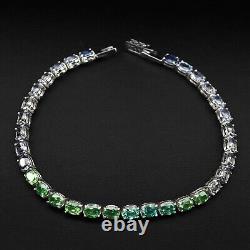 Tsavorite Garnet Sapphire Tourmaline Rare 18.70Ct 925 Sterling Silver Baracelets