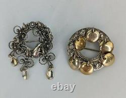 Two Vintage 830s Silver Solje Wedding brooches Norway Scandinavian Jewellery