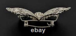 US Imported Danish Sterling Filagree Butterfly Brooch & Earring Set Circa 1930s