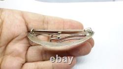 VICTORIAN BELT BUCKLE PIN BROOCH STERLING SILVER. Etched Design