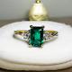 VINTAGE- 10k Gold Emerald Ring- Size 7 -Emerald Diamond Accent Ring -1.3g