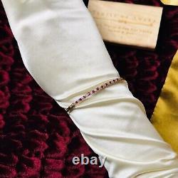 VINTAGE-10k Gold- Natural Ruby Bracelet- 7- 1 CTTW Ruby & Diamond Bangle-4.6g