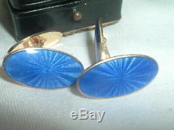 VINTAGE DAVID ANDERSON Norway GOLD PLATED STERLING SILVER GUILLOCHE CUFFLINKS