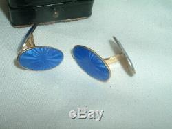 VINTAGE DAVID ANDERSON Norway GOLD PLATED STERLING SILVER GUILLOCHE CUFFLINKS