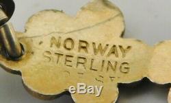 VINTAGE Finn Jensen NORWAY 925 Enamel Guilloche Flower Bracelet RARE Signed EUC