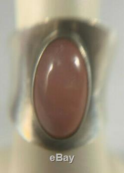 VIntage Sterling Silver Niels Erik From, Modernist Oval rose quartz Ring Size 7-7