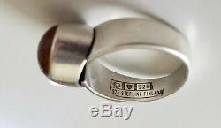 VNTG 925 Silver & Amber Ring ERIK GRANIT Finland Hallmarked/SIGNED Early 1960s