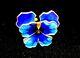 VNTG David Andersen Norway 925 Enamel Guilloche Blue Pansy Flower Ring FABULOUS