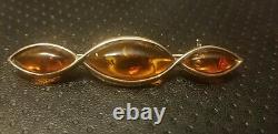 VTG MCM Amber Sterling Silver Pin Brooch Jewelry