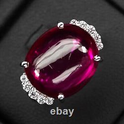 Vibrant Pinkish Red Ruby Cabochon 20.80Ct 925 Sterling Silver Handmade Rings