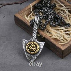 Viking Antique Gray Spear Pendants Rune valknut Necklaces Scandinavian Jewelry