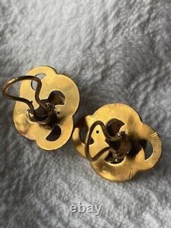 Vintage 14 K Gold Scandinavian Knot Brooch and Earrings Set