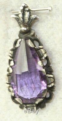 Vintage 1930's Scandinavian Sterling Silver Amethyst Pendant For A Necklace