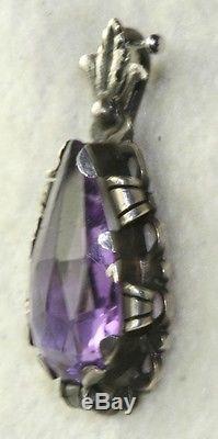 Vintage 1930's Scandinavian Sterling Silver Amethyst Pendant For A Necklace
