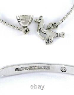 Vintage 1957 Kalevala Koru Finland 813 Silver Lintunen & Bell Charm Bracelet