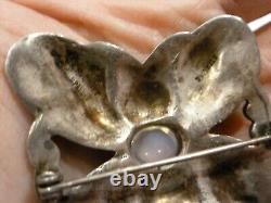Vintage 1 3/4 Viking Craft 9mmx6mm Oval Moonstone Sterling Silver Brooch Pin