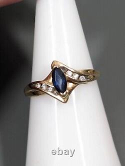 Vintage 2.09g Signed LGL 10k Yellow Gold Sapphire Diamond Ring Size 6.5