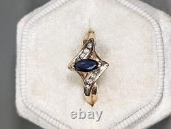 Vintage 2.09g Signed LGL 10k Yellow Gold Sapphire Diamond Ring Size 6.5