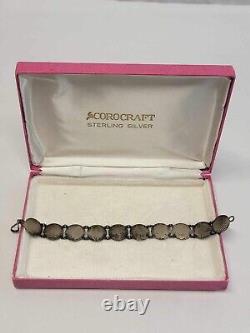 Vintage 70's MARKED SILVER Modernist Scandinavian Designer Etched Link Bracelet