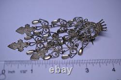 Vintage 830 Silver 4.5 Inches Long Solje Pin Norway Heart With Crown & 3 Crosses