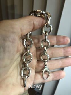 Vintage 925 Sterling Cable chain Link Heay Bracelet 49.8g, 7 1/4 Unisex