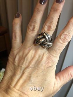 Vintage 925 Sterling Silver Tree Petal Knot Looking Large Ring 12g, 8s