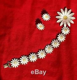 Vintage AKSEL HOLMSEN Norway 925 Sterling Daisy Flower Parure Bracelet 3 Pc. Set