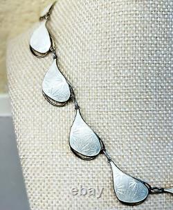 Vintage ATOMIC Sterling Necklace 28g 925S Enameled White 15 HOLTH Norway