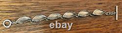 Vintage A&K Aarre Krogh Denmark Sterling Silver Leaf Bracelet