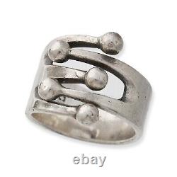 Vintage Anna Greta Eker PLUS Norway Sterling Silver Jester Ball Ring Size 7.5