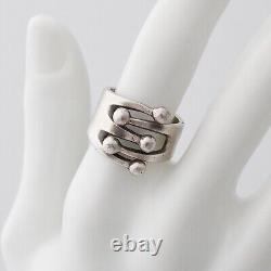 Vintage Anna Greta Eker PLUS Norway Sterling Silver Jester Ball Ring Size 7.5