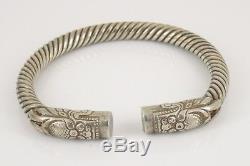 Vintage / Antique Coin Silver Norwegian Viking Cuff Bracelet