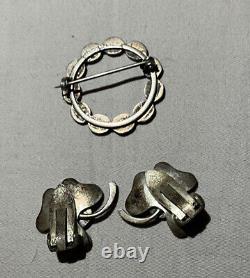 Vintage Anton Michelsen LADYBUG Enamel Brooch Pin and Earrings