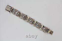 Vintage Ap 830 Fine Silver Scandinavian Panel Link 6.5 Bracelet Chain 1943 Mod