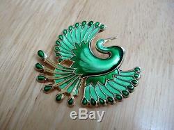 Vintage Bird of Paradise Pin / Brooch Sterling Silver Enamel David Andersen