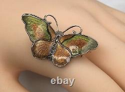 Vintage Butterfly Brooch Norway enamel Sterling Brooch Pin