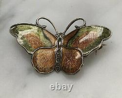 Vintage Butterfly Brooch Norway enamel Sterling Brooch Pin