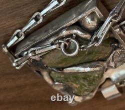 Vintage DANSK SMYKKEKUNST D. S. Denmark Sterling Silver Rhodonite Necklace