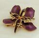 Vintage DAVID ANDERSEN Norway Sterling Enameled Purple Flower Orchid Pin Brooch