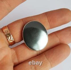 Vintage Danish Corona Jewelry Silver 925 Wide Ring w Hematite Stone