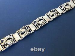 Vintage Danish Munksgaard Sterling Silver Floral Panel Bracelet-7