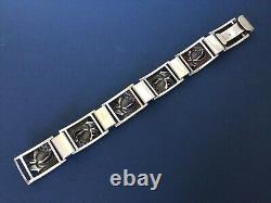 Vintage Danish Munksgaard Sterling Silver Panel Bracelet