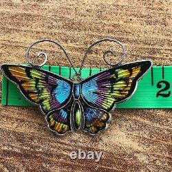 Vintage David Andersen Enamel Butterfly Pin Norway. 925 Silver