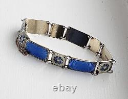 Vintage David Andersen Guilloche Enamel Gilt Sterling Bracelet